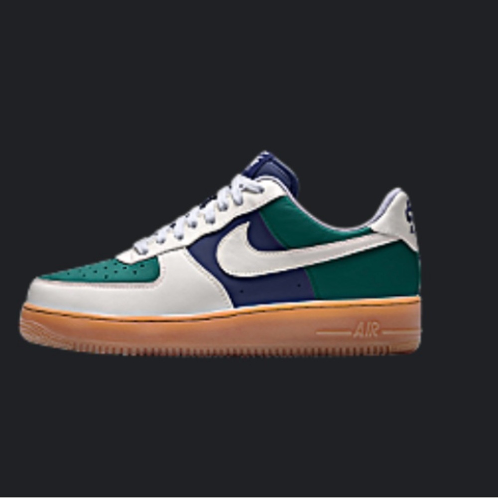 Nike Air Force 1 Custom Blue and Green Sneakers